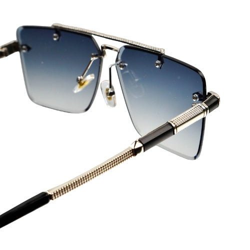 WTM Rimless Rectangle Sunglasses - UV400 Gradient Lens Designer Shades