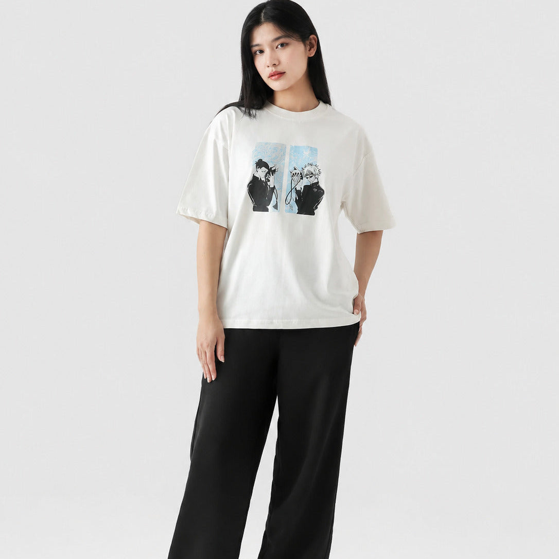 WTM Anime T-Shirt - White Loose Fit Cotton Graphic Tee