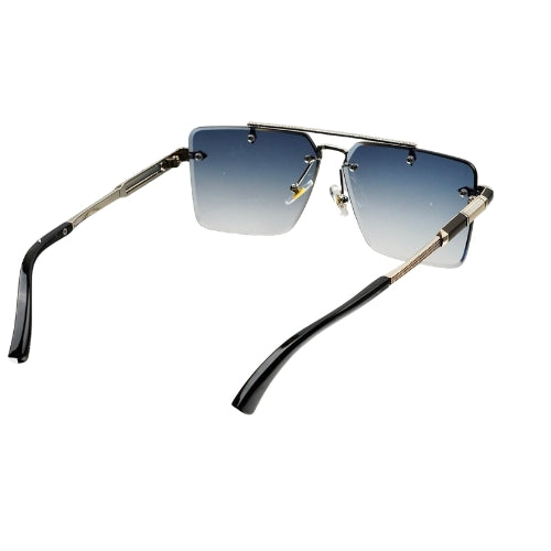 NJS Rimless Rectangle Sunglasses - UV400 Gradient Lens Designer Shades