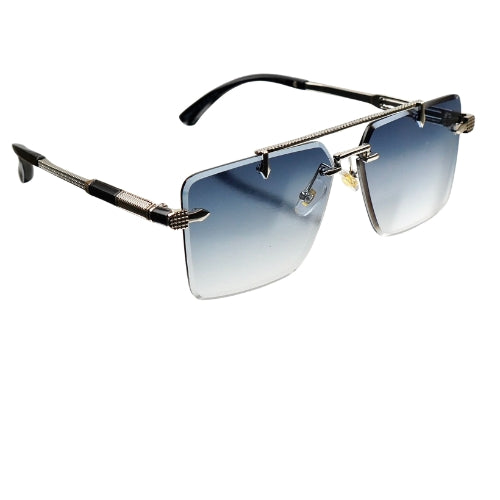 WTM Rimless Rectangle Sunglasses - UV400 Gradient Lens Designer Shades