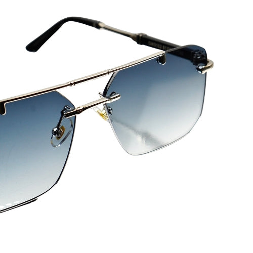 WTM Rimless Rectangle Sunglasses - UV400 Gradient Lens Designer Shades