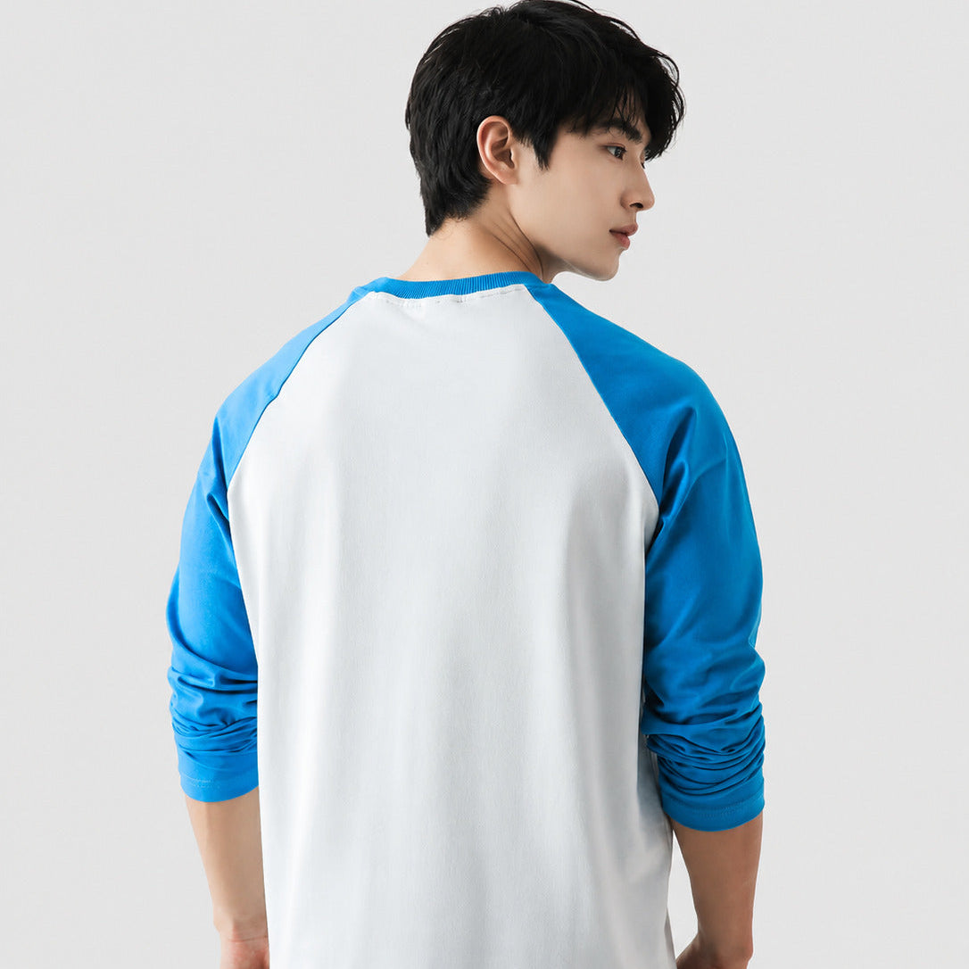WTM Superman Long Sleeve T-Shirt - Blue Loose Fit Cotton Graphic Tee