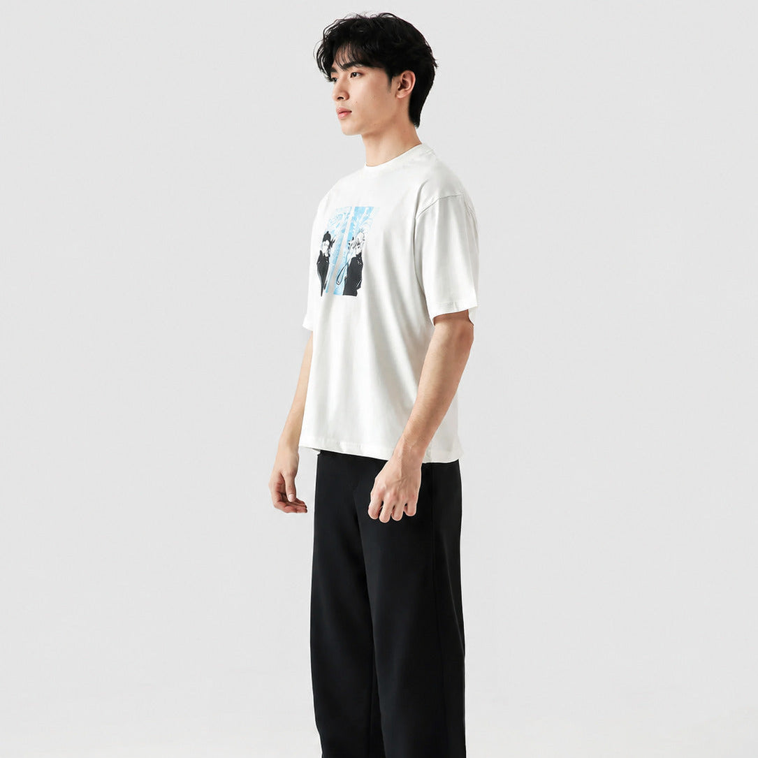 WTM Anime T-Shirt - White Loose Fit Cotton Graphic Tee