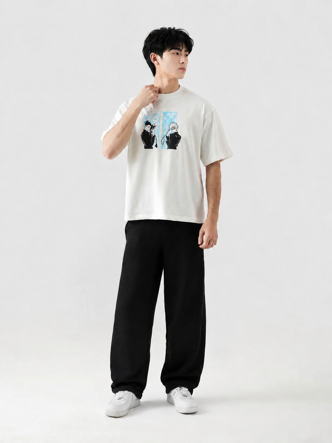 WTM Anime T-Shirt - White Loose Fit Cotton Graphic Tee
